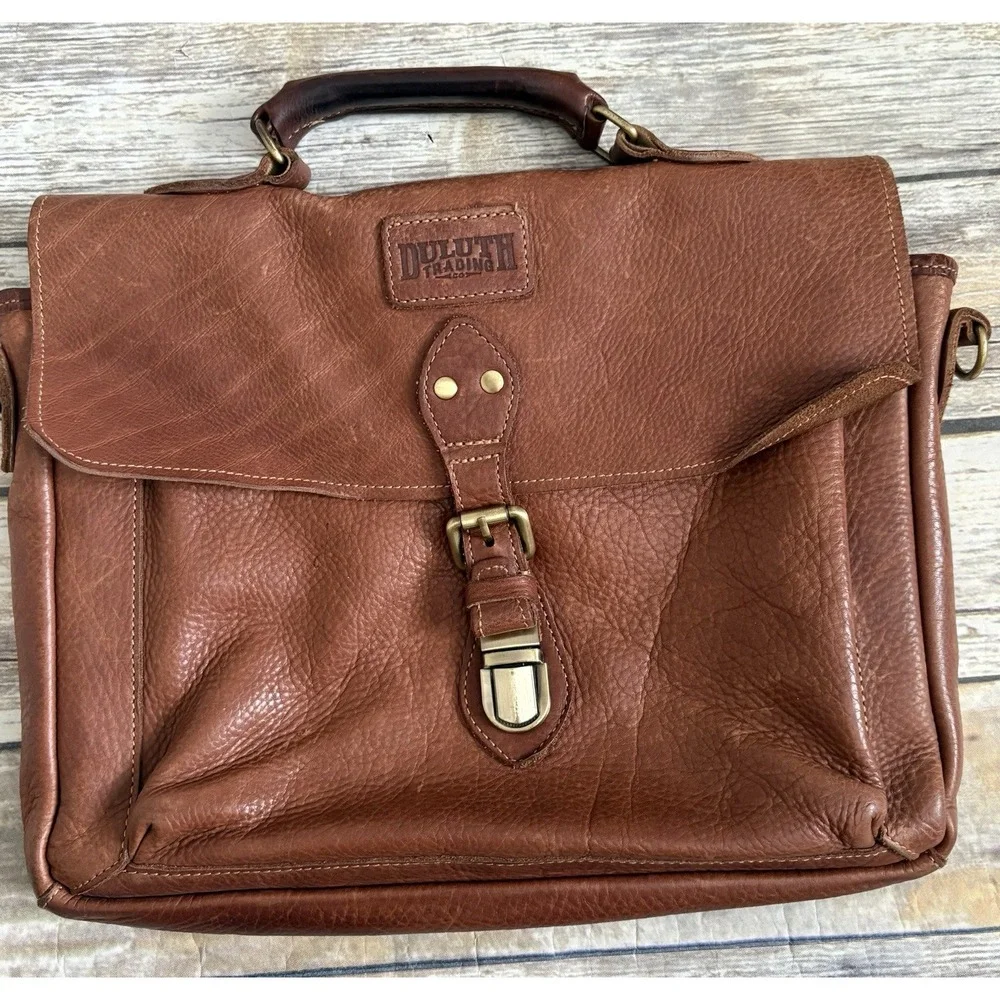 Duluth Lifetime Leather All-Business Briefcase Brown Leather - Picture 2 of 13